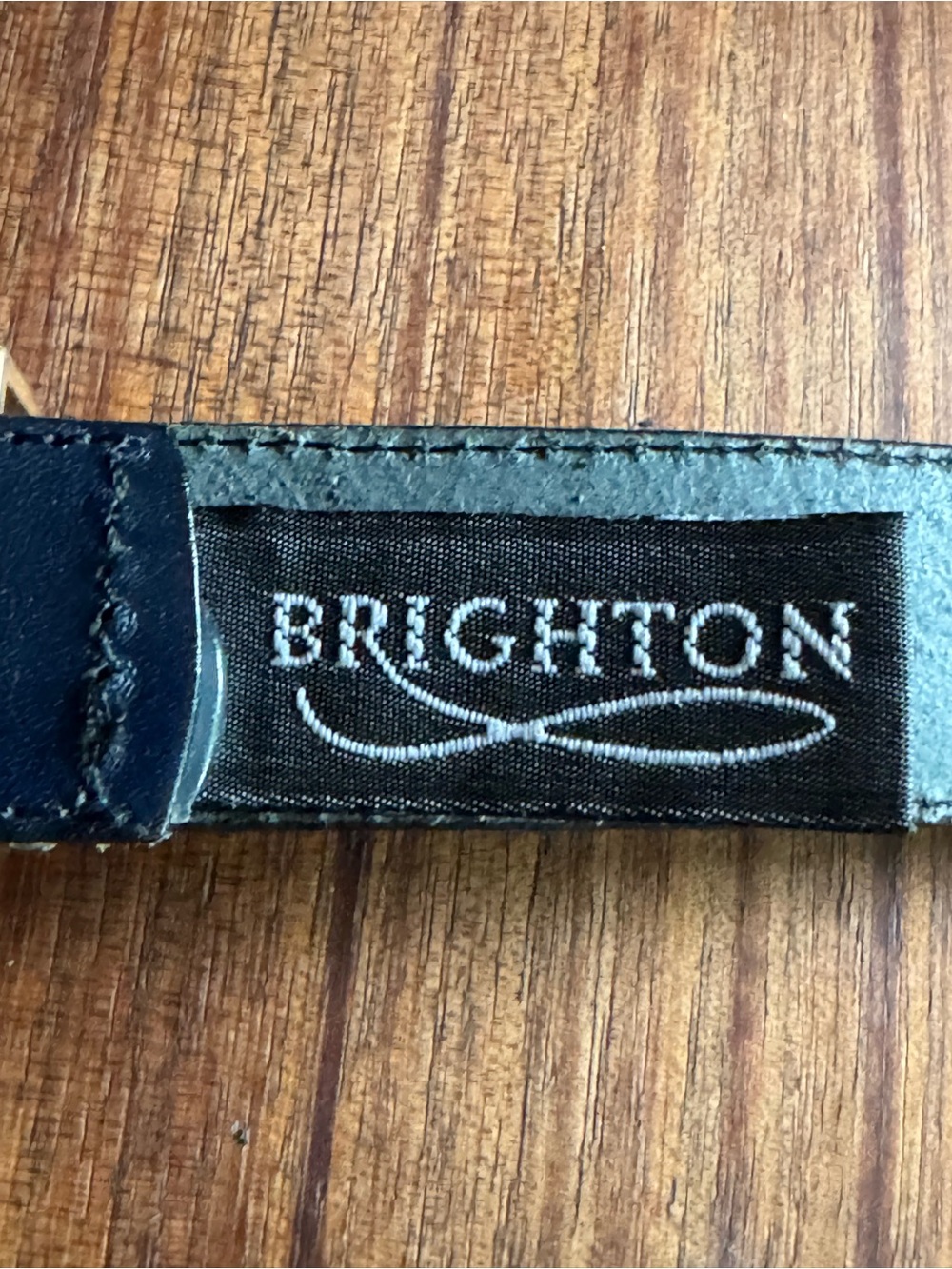 Brighton Navy Leather Belt with Gold-Tone Buckle - Picture 7 of 9